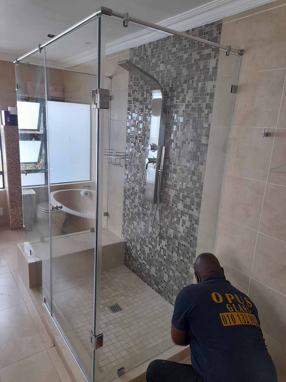 opus glass frameless shower foor